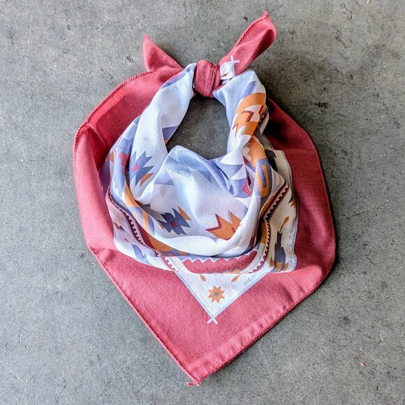 Vintage Spring Industries Pink Orange Blue Western Square Bandana Scarf - Picture 1 of 8
